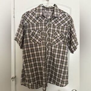 Wrangler Wrancher Men's Plaid Pearl-snap Short Sleeve Shirt